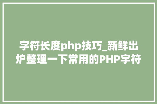 字符长度php技巧_新鲜出炉整理一下常用的PHP字符串函数