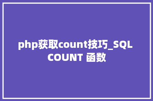 php获取count技巧_SQL COUNT 函数