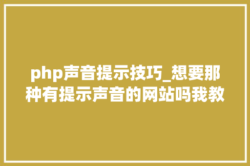 php声音提示技巧_想要那种有提示声音的网站吗我教你怎么做