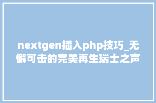nextgen插入php技巧_无懈可击的完美再生瑞士之声STENHEIM ALUMINE FIVE落地音箱