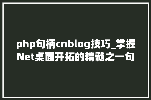 php句柄cnblog技巧_掌握Net桌面开拓的精髓之一句柄一种特殊的数据类型3