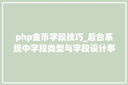 php金币字段技巧_后台系统中字段类型与字段设计事项