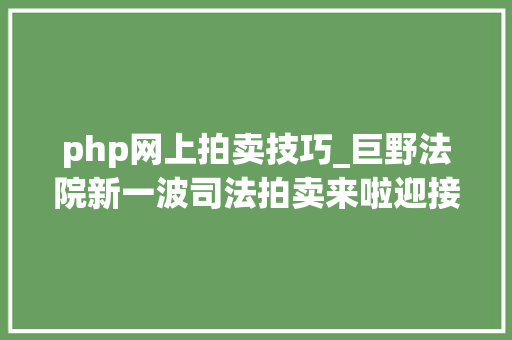 php网上拍卖技巧_巨野法院新一波司法拍卖来啦迎接围不雅观～
