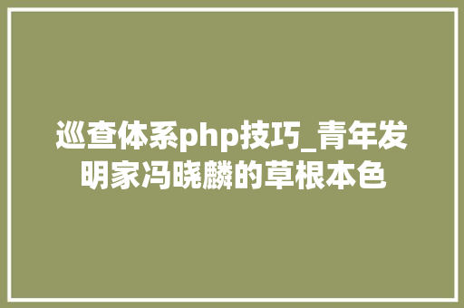 巡查体系php技巧_青年发明家冯晓麟的草根本色