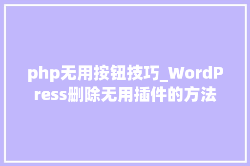 php无用按钮技巧_WordPress删除无用插件的方法