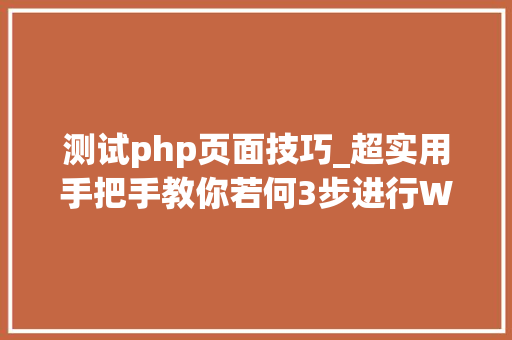 测试php页面技巧_超实用手把手教你若何3步进行Web渗透测试
