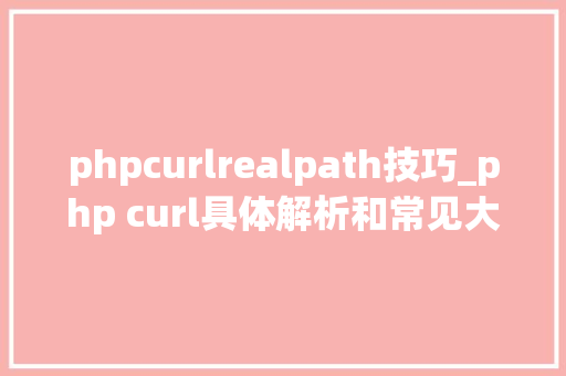 phpcurlrealpath技巧_php curl具体解析和常见大年夜坑