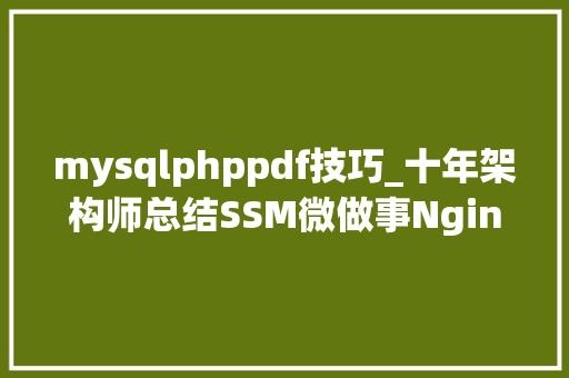 mysqlphppdf技巧_十年架构师总结SSM微做事NginxRedisMySQL的PDF文档