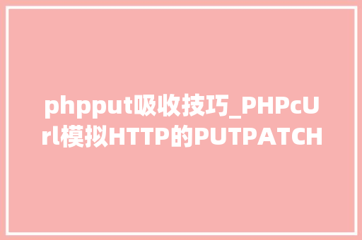 phpput吸收技巧_PHPcUrl模拟HTTP的PUTPATCH请求