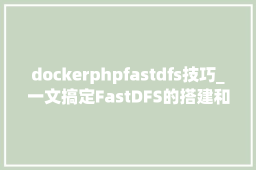 dockerphpfastdfs技巧_一文搞定FastDFS的搭建和运用