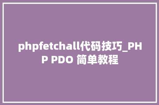 phpfetchall代码技巧_PHP PDO 简单教程