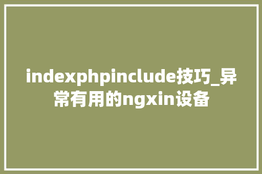 indexphpinclude技巧_异常有用的ngxin设备