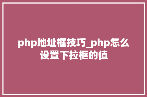 php地址框技巧_php怎么设置下拉框的值