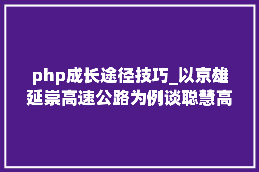php成长途径技巧_以京雄延崇高速公路为例谈聪慧高速公路的成长对策