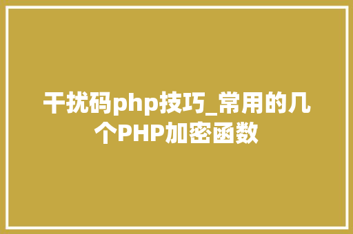 干扰码php技巧_常用的几个PHP加密函数