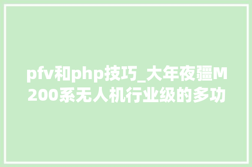 pfv和php技巧_大年夜疆M200系无人机行业级的多功能应用平台｜5iMX评测室