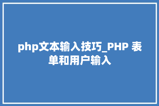 php文本输入技巧_PHP 表单和用户输入