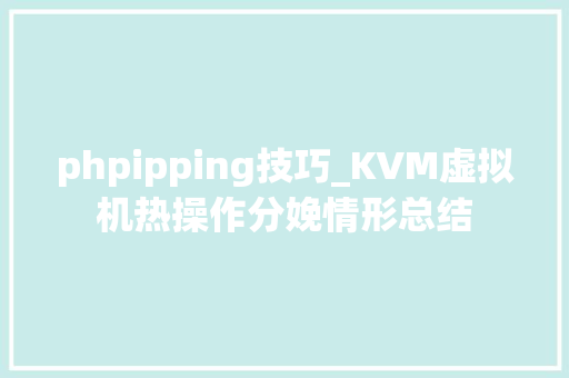 phpipping技巧_KVM虚拟机热操作分娩情形总结