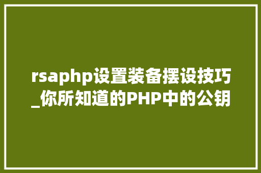 rsaphp设置装备摆设技巧_你所知道的PHP中的公钥加密是缺点的