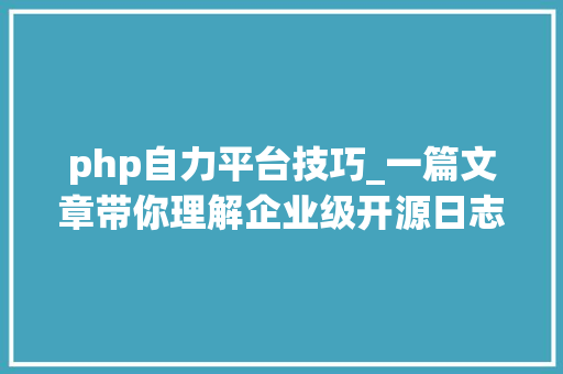 php自力平台技巧_一篇文章带你理解企业级开源日志平台ELK的架构和搭建