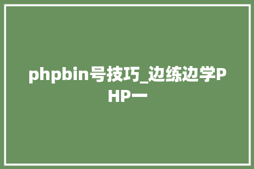 phpbin号技巧_边练边学PHP一