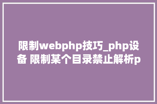限制webphp技巧_php设备 限制某个目录禁止解析php 限制user_agent