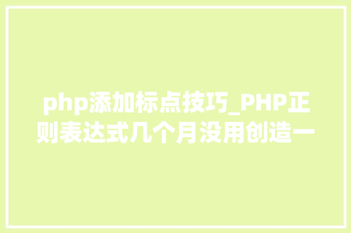 php添加标点技巧_PHP正则表达式几个月没用创造一些不常用标识都忘了