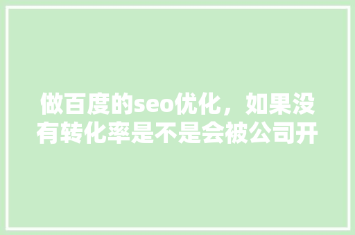 做百度的seo优化，如果没有转化率是不是会被公司开除「贵州百度seo整站优化」