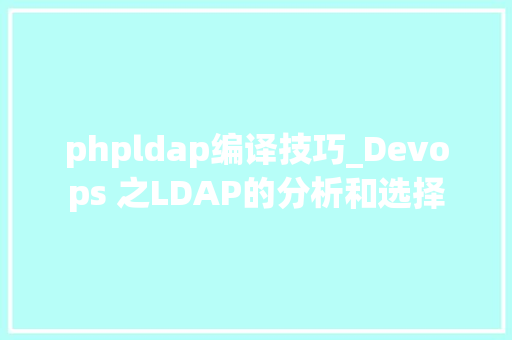 phpldap编译技巧_Devops 之LDAP的分析和选择