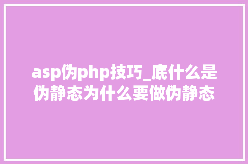 asp伪php技巧_底什么是伪静态为什么要做伪静态