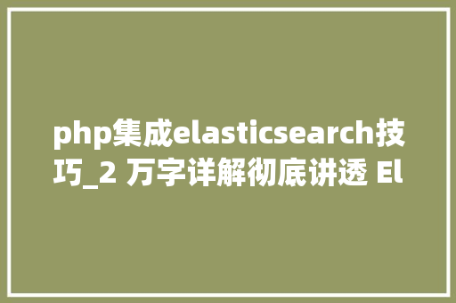 php集成elasticsearch技巧_2 万字详解彻底讲透 Elasticsearch