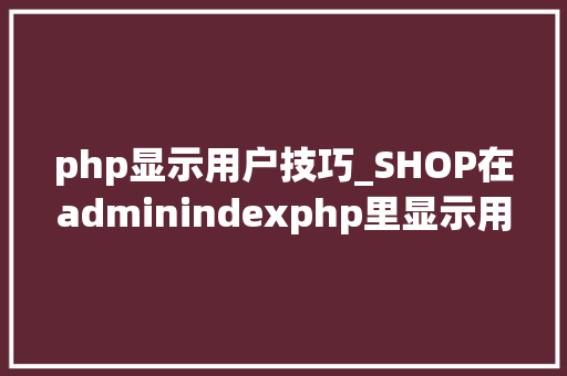 php显示用户技巧_SHOP在adminindexphp里显示用户信息