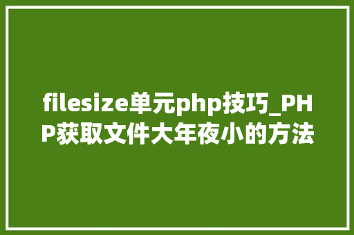 filesize单元php技巧_PHP获取文件大年夜小的方法详解附视频
