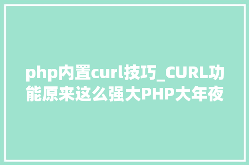 php内置curl技巧_CURL功能原来这么强大PHP大年夜神都在用