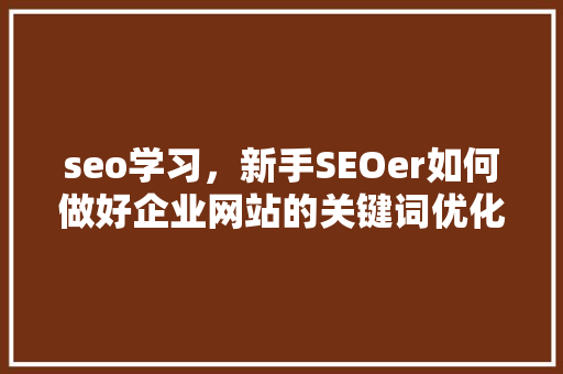 seo学习，新手SEOer如何做好企业网站的关键词优化「seo引流方法」