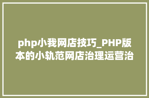 php小我网店技巧_PHP版本的小轨范网店治理运营治理系统分享