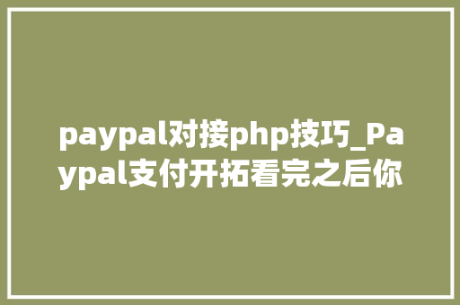 paypal对接php技巧_Paypal支付开拓看完之后你也能开拓自己的paypal移动支付