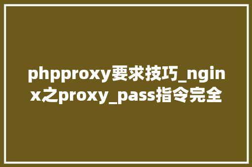 phpproxy要求技巧_nginx之proxy_pass指令完全拆解