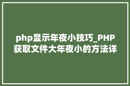 php显示年夜小技巧_PHP获取文件大年夜小的方法详解附视频