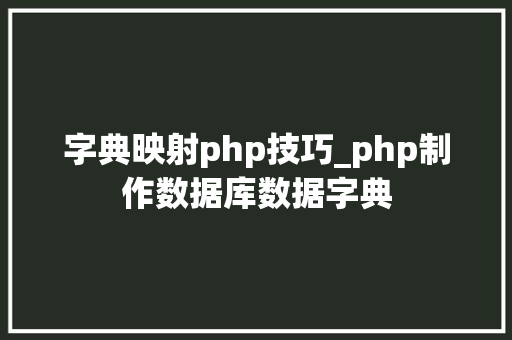 字典映射php技巧_php制作数据库数据字典