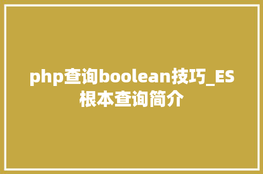 php查询boolean技巧_ES根本查询简介
