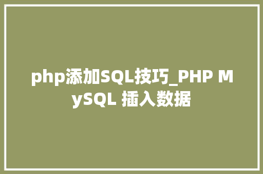 php添加SQL技巧_PHP MySQL 插入数据