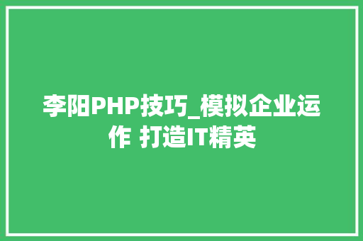 李阳PHP技巧_模拟企业运作 打造IT精英