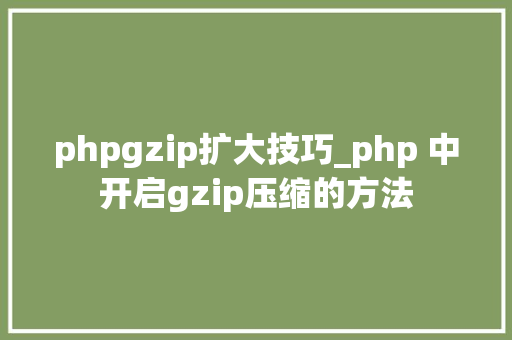 phpgzip扩大技巧_php 中开启gzip压缩的方法