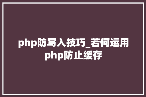 php防写入技巧_若何运用php防止缓存