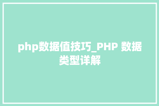 php数据值技巧_PHP 数据类型详解