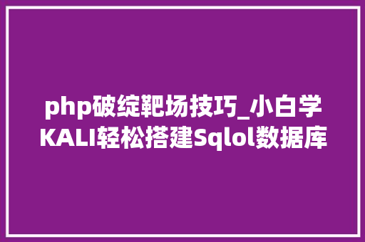 php破绽靶场技巧_小白学KALI轻松搭建Sqlol数据库马脚靶场