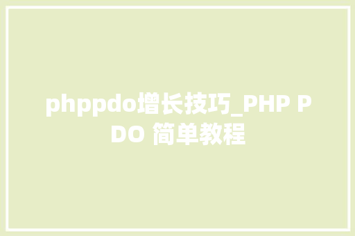 phppdo增长技巧_PHP PDO 简单教程