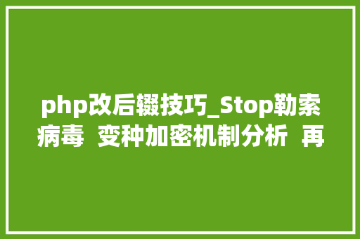 php改后辍技巧_Stop勒索病毒  变种加密机制分析  再现新变种