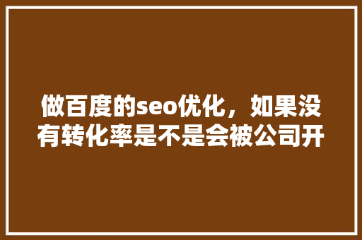 做百度的seo优化，如果没有转化率是不是会被公司开除「百度seo推广优化策略有哪些」